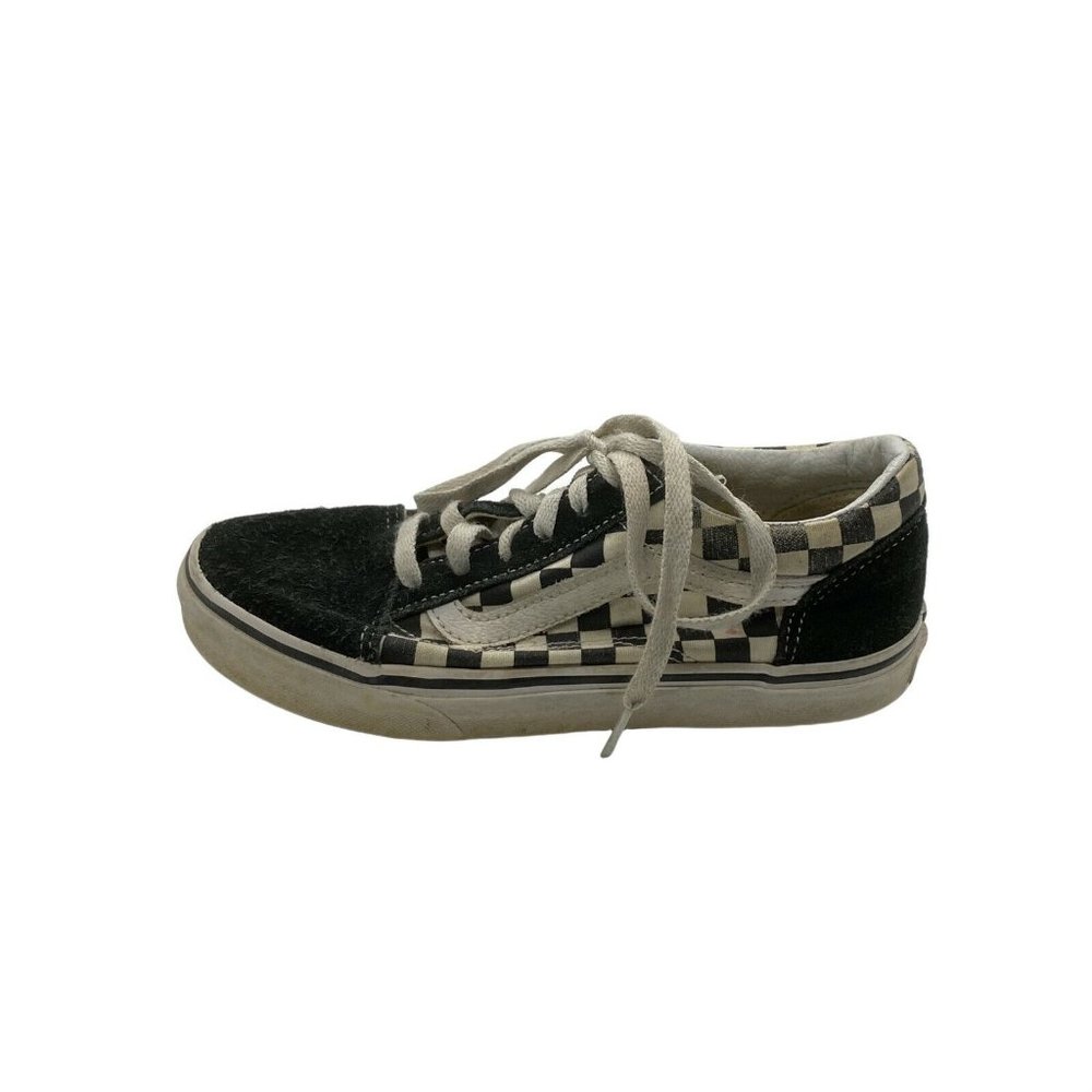 Vans Boys 721356 Black Checker Low Top Round Toe Lace Up Sneaker Shoes Size 3